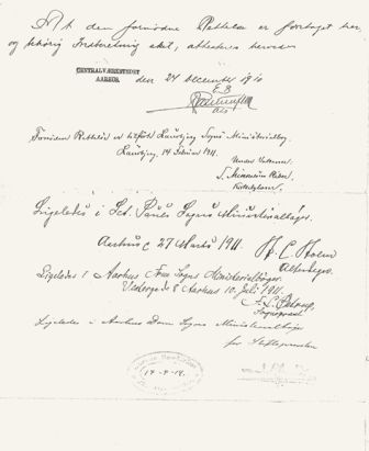Kongeligt brev i forbindelse med navneforandring, 1910